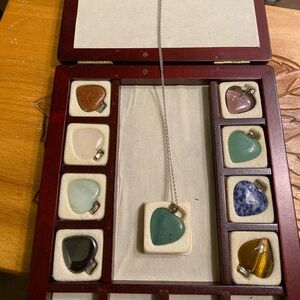 Sterling vintage Necklace with Interchangeable Real Gemstones